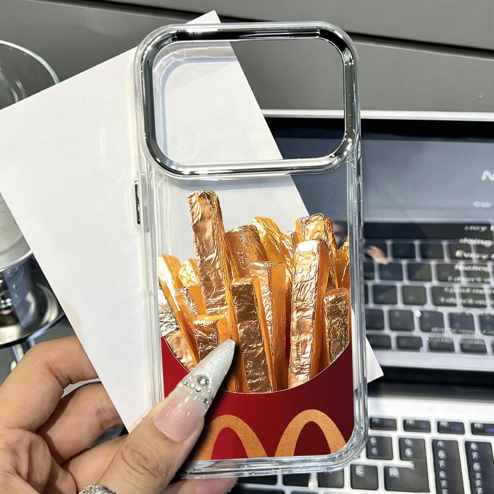 Shelly - Golden Fries Transparente Silikon-Soft-TPU-Handyhülle für iPhone