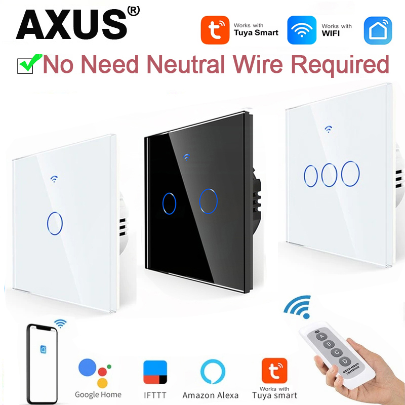 Smart Relay Tuya - AXUS EU WLAN-Smart-Lichtschalter ohne Neutralleiter, Touch-Schalter